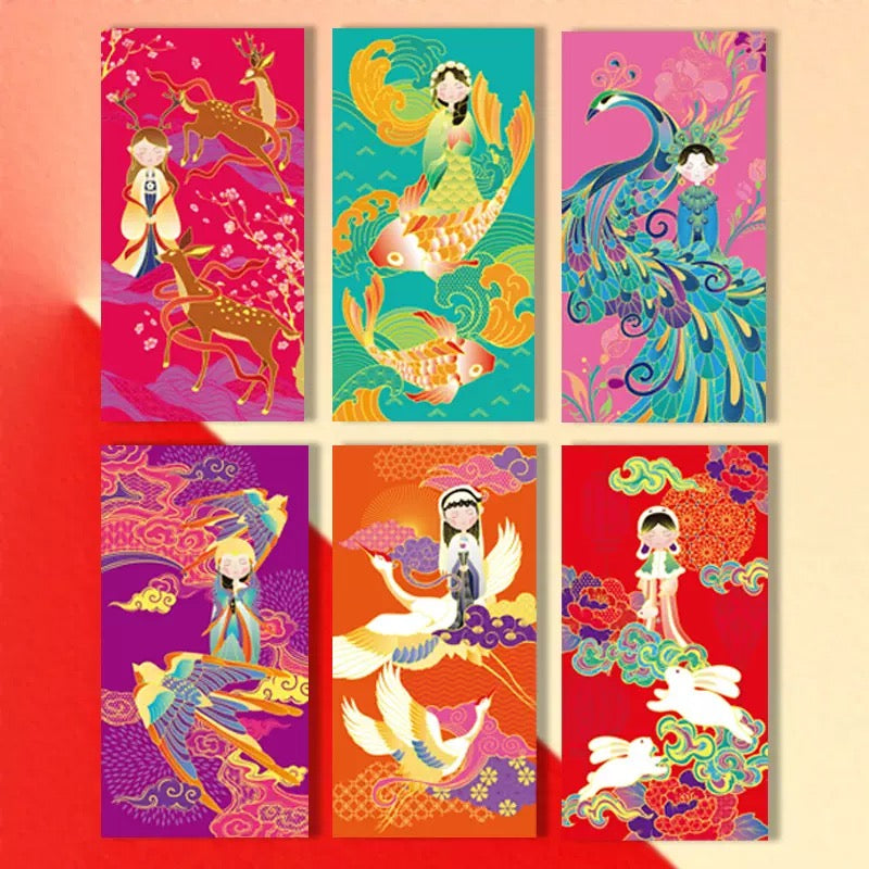 One Sample Box of 6pcs Buddhist Aphorism Series 佛语 - Traditional Chinese Red Envelopes Lucky Money Gift Packet - New Original Design