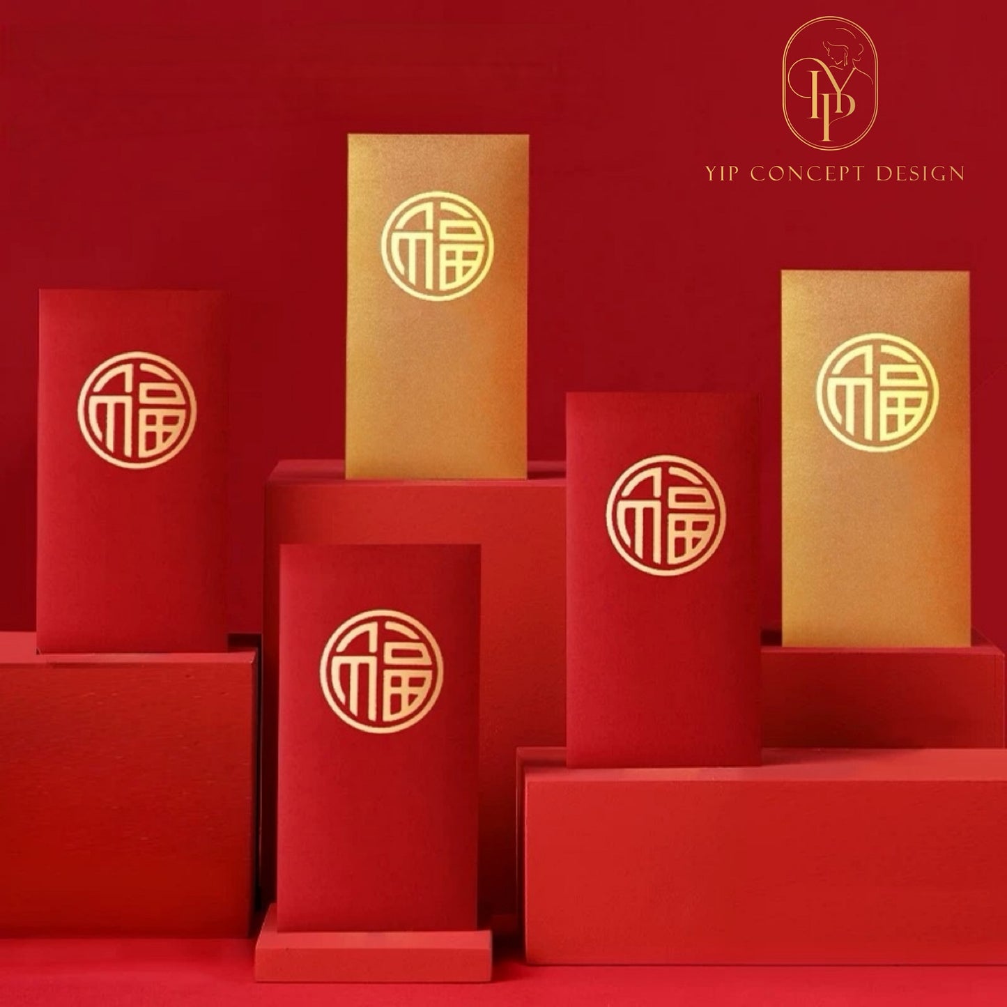 Pack of 20pcs Luxe Chinese New Year Hot Stamping Gold Foil Red Envelope Lucky Money Personalized Gift Packet