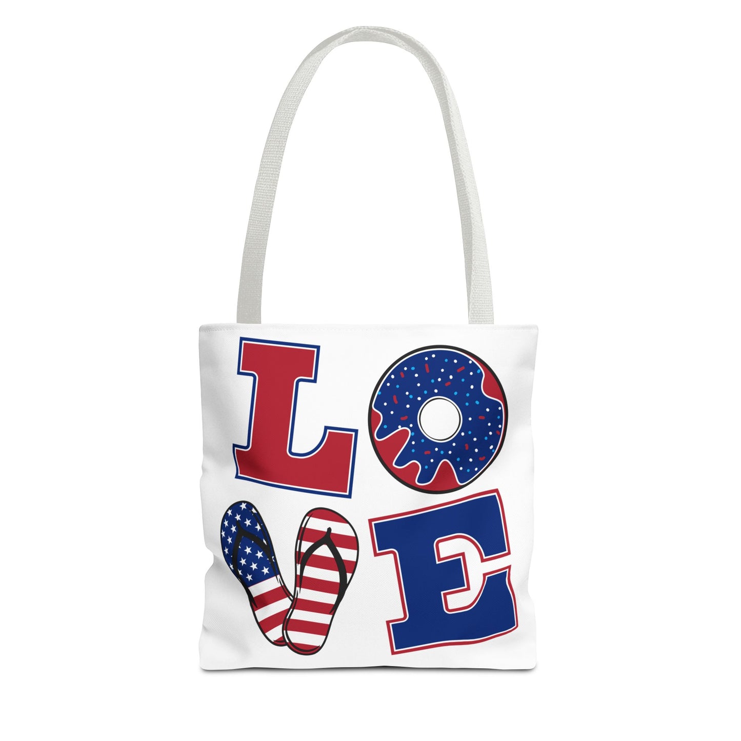 Patriotic Love Leaf Print Tote Bag | Eco-Friendly Shopping, Summer Outings, Gift for Her, Weekend Essentials, Beach Bag