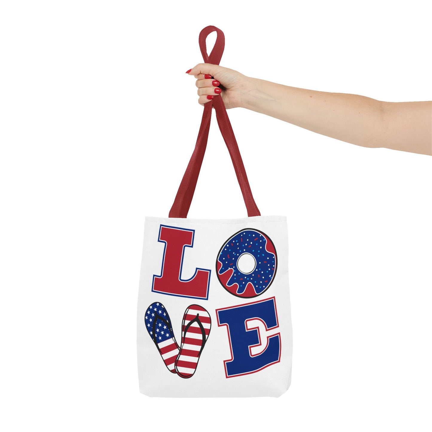 Patriotic Love Leaf Print Tote Bag | Eco-Friendly Shopping, Summer Outings, Gift for Her, Weekend Essentials, Beach Bag