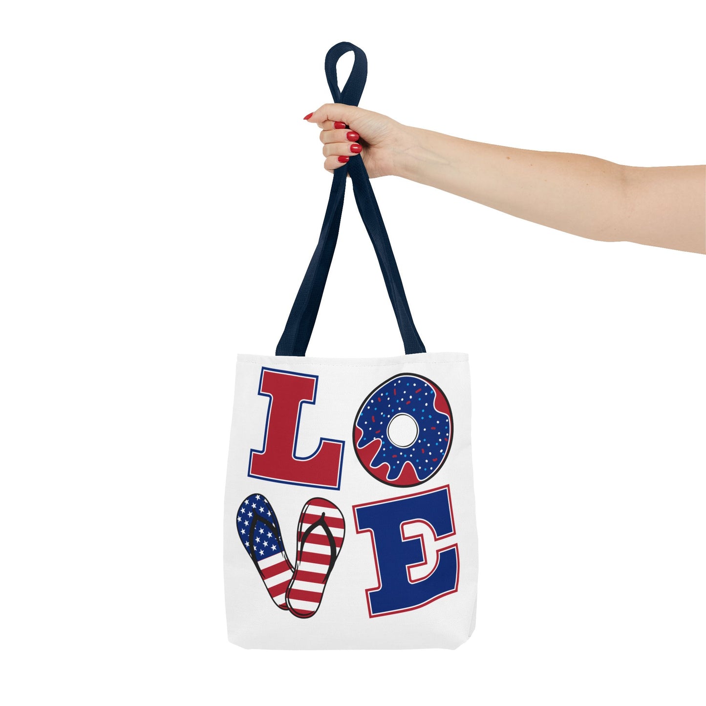 Patriotic Love Leaf Print Tote Bag | Eco-Friendly Shopping, Summer Outings, Gift for Her, Weekend Essentials, Beach Bag