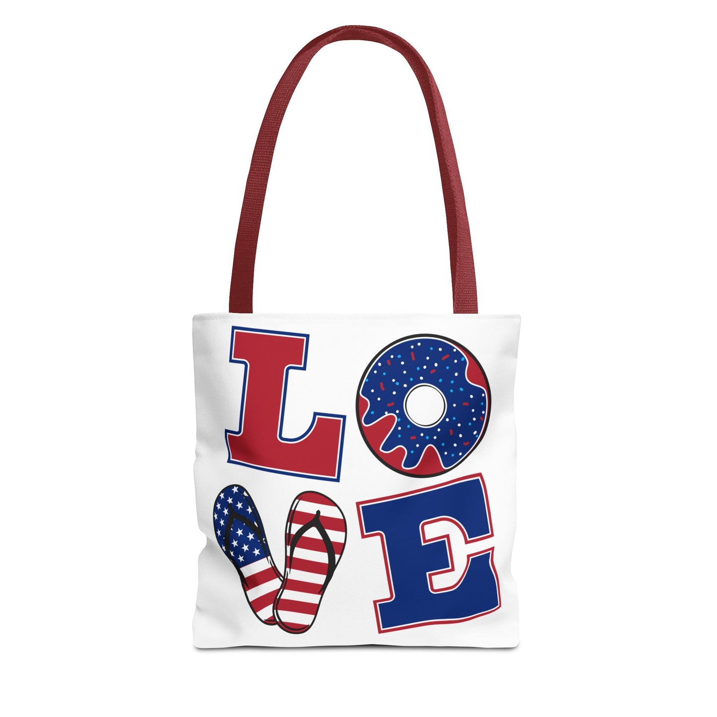 Patriotic Love Leaf Print Tote Bag | Eco-Friendly Shopping, Summer Outings, Gift for Her, Weekend Essentials, Beach Bag