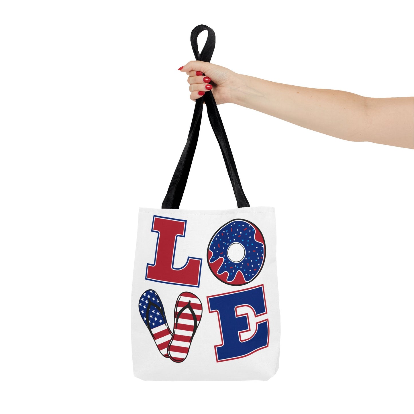 Patriotic Love Leaf Print Tote Bag | Eco-Friendly Shopping, Summer Outings, Gift for Her, Weekend Essentials, Beach Bag