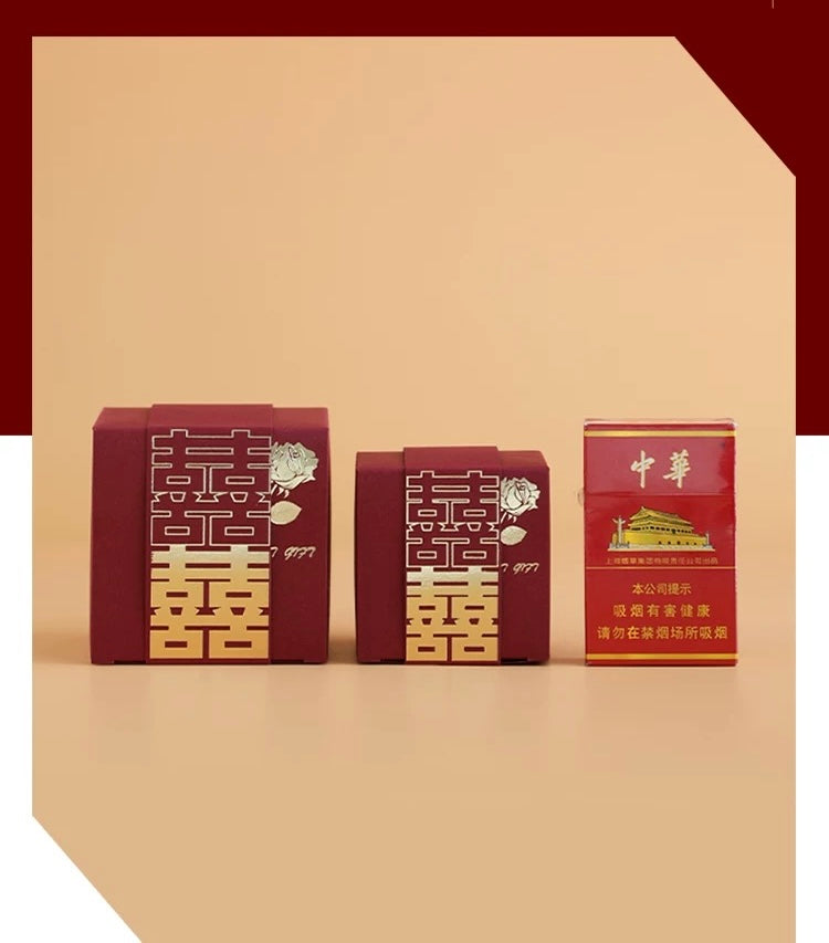 50pcs Gold Foiled 囍 Sugar Box Creative Chinese Cultural Wedding Candy Handbag | Love Forever | Thank You Gift Bag | Birthday Birthday Favor Friend Gift Holder