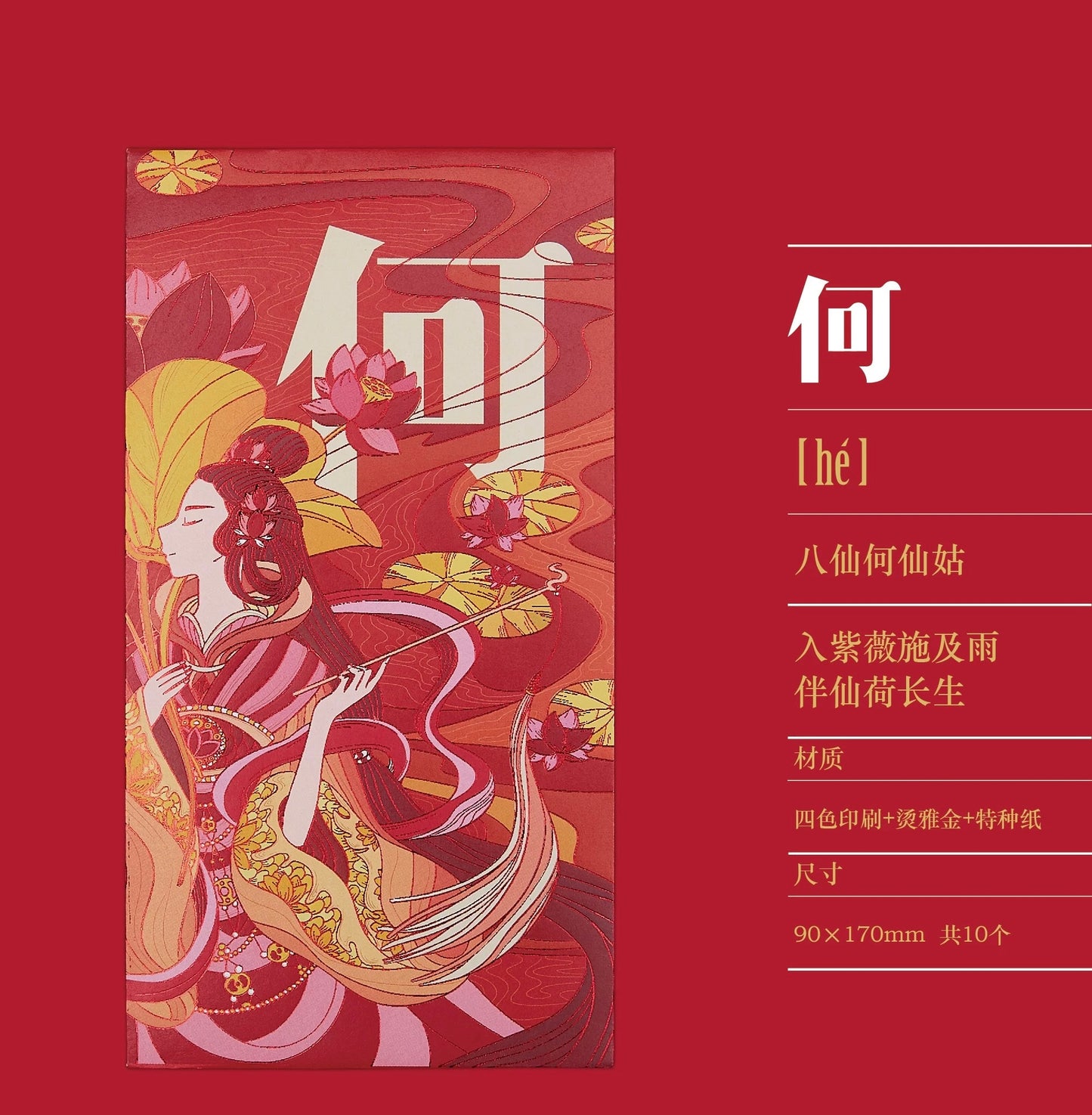 Gift Box of 10pcs Custom High-end Classic Chinese Surname New Year Red Envelopes Lucky Money Gift Packet