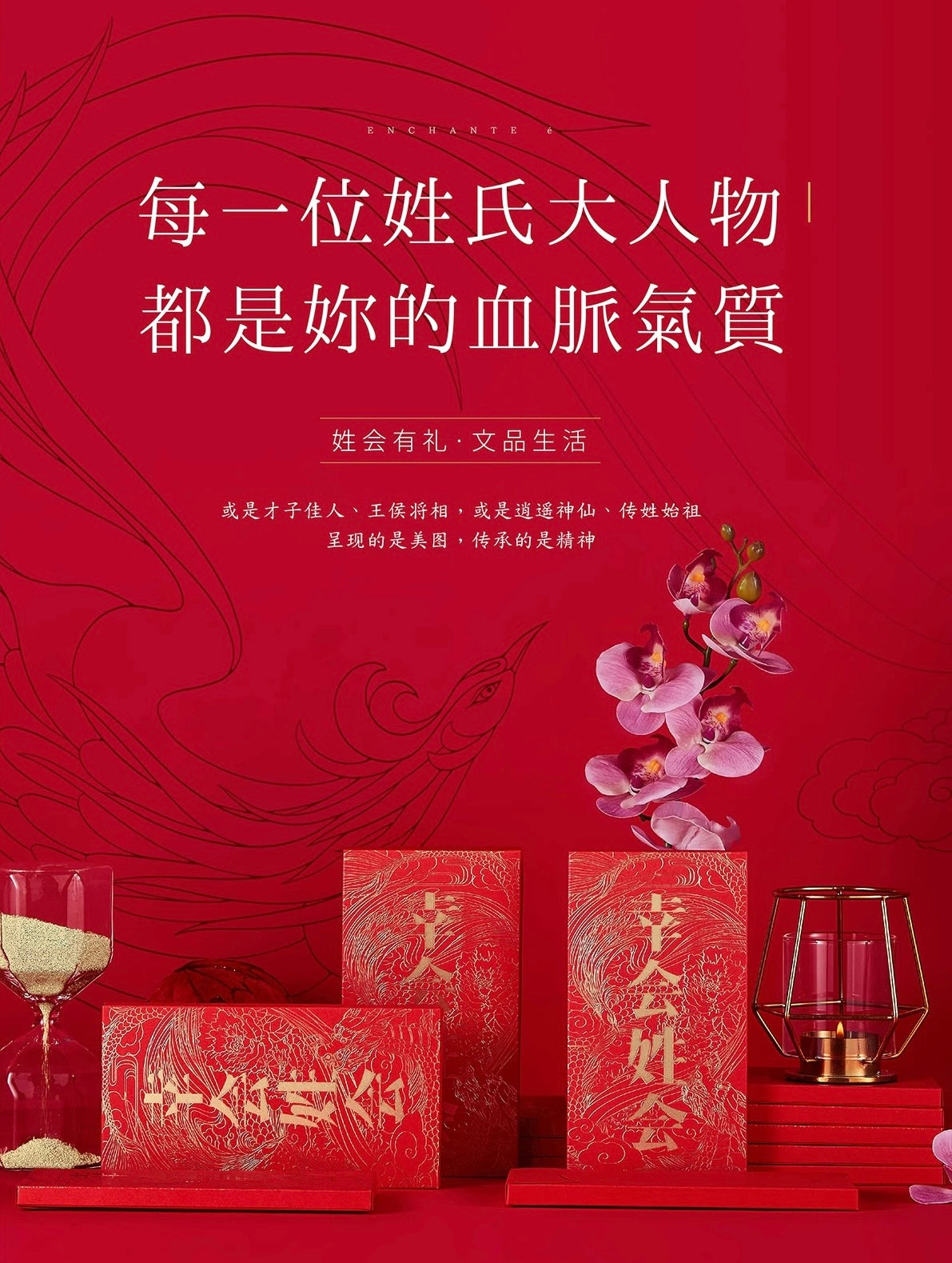 Gift Box of 10pcs Custom High-end Classic Chinese Surname New Year Red Envelopes Lucky Money Gift Packet