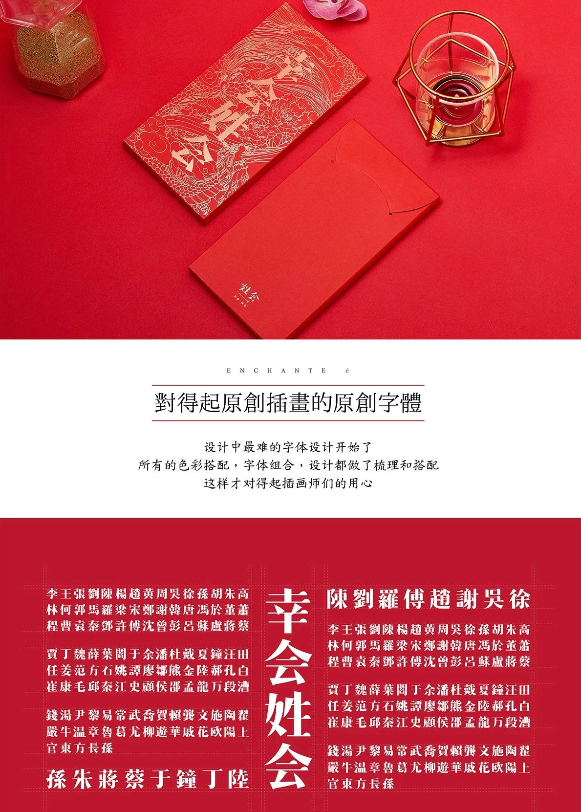 Gift Box of 10pcs Custom High-end Classic Chinese Surname New Year Red Envelopes Lucky Money Gift Packet