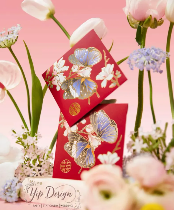Pack of 12pcs High-end Double Happiness ε Chinese New Year θΆιι£ Wedding Red Envelope Bride and Groom | Love Forever Lucky Money Gift Packet