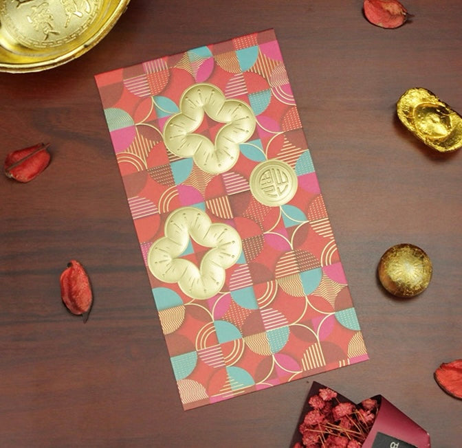 Pack of 10pcs High-end Embossed Gold Foil Golden Flower ιθ±η¦ Red Envelopes for New Year | Wedding | Bless | Moving Lucky Money Gift Packet
