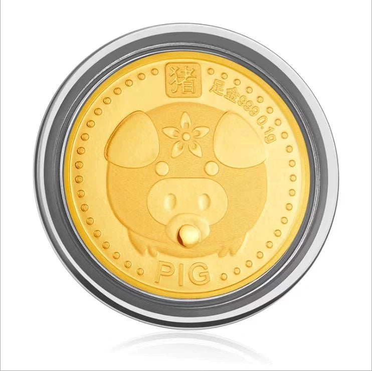 One Piece High-end Year of the Horse Gold Commemorative Coin Red Envelope with Chinese Zodiac Embroidery, Perfect as a New Year Gift