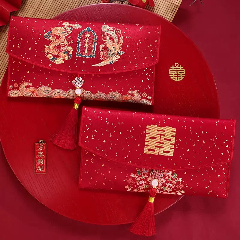 ๅ Silk Cloud Brocade Red Envelopes for Wedding Engagement Birthday New Year Celebrations Hand Bag Chinese Style Decor Flap Gift Packet