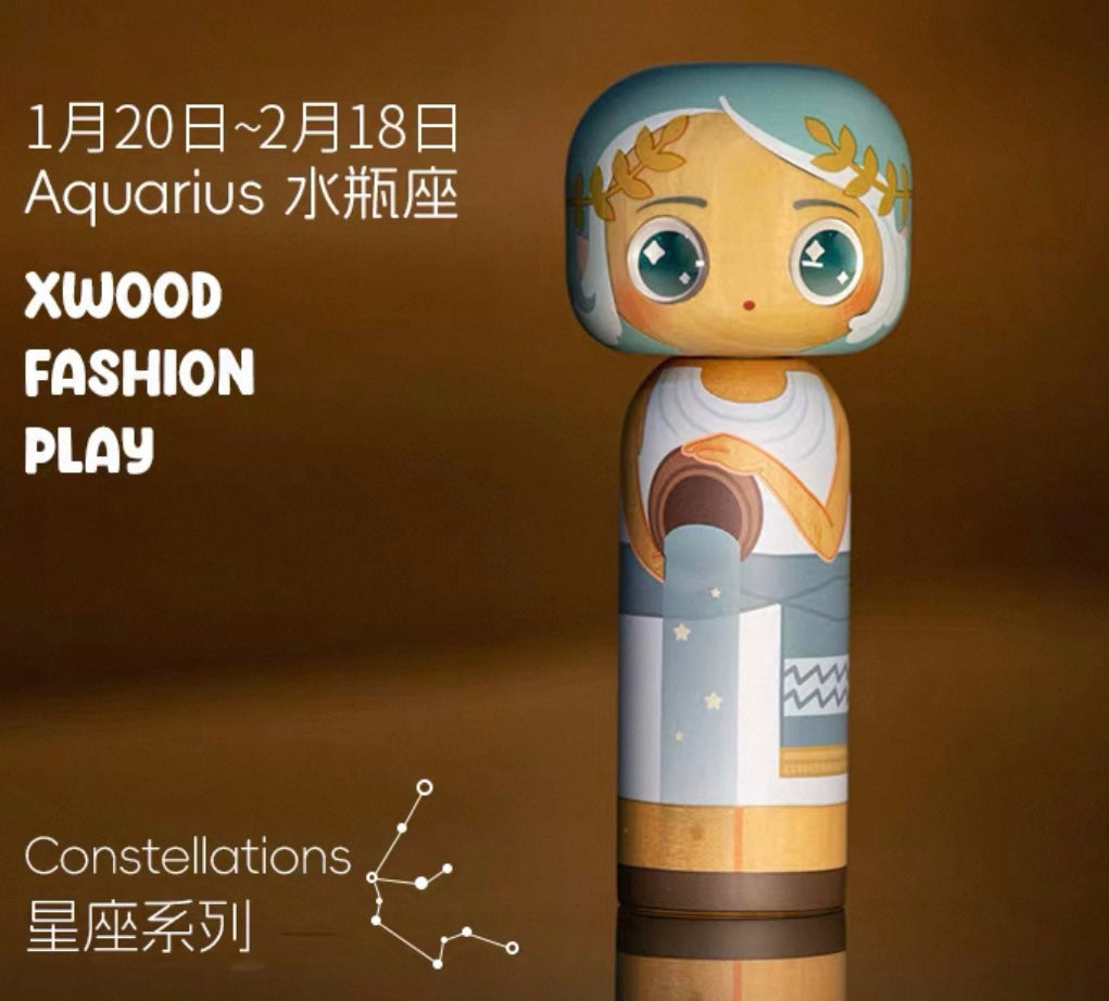 Handmade Constellation Series Wooden Dolls | Hand-Painted Wooden Figurines | Eco-Friendly Astrology Gift