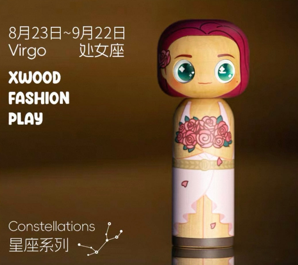 Handmade Constellation Series Wooden Dolls | Hand-Painted Wooden Figurines | Eco-Friendly Astrology Gift