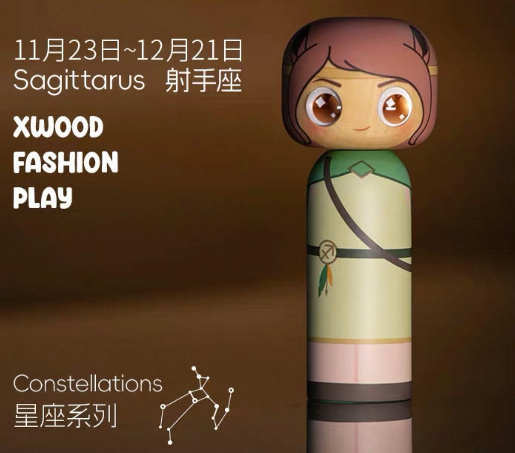 Handmade Constellation Series Wooden Dolls | Hand-Painted Wooden Figurines | Eco-Friendly Astrology Gift