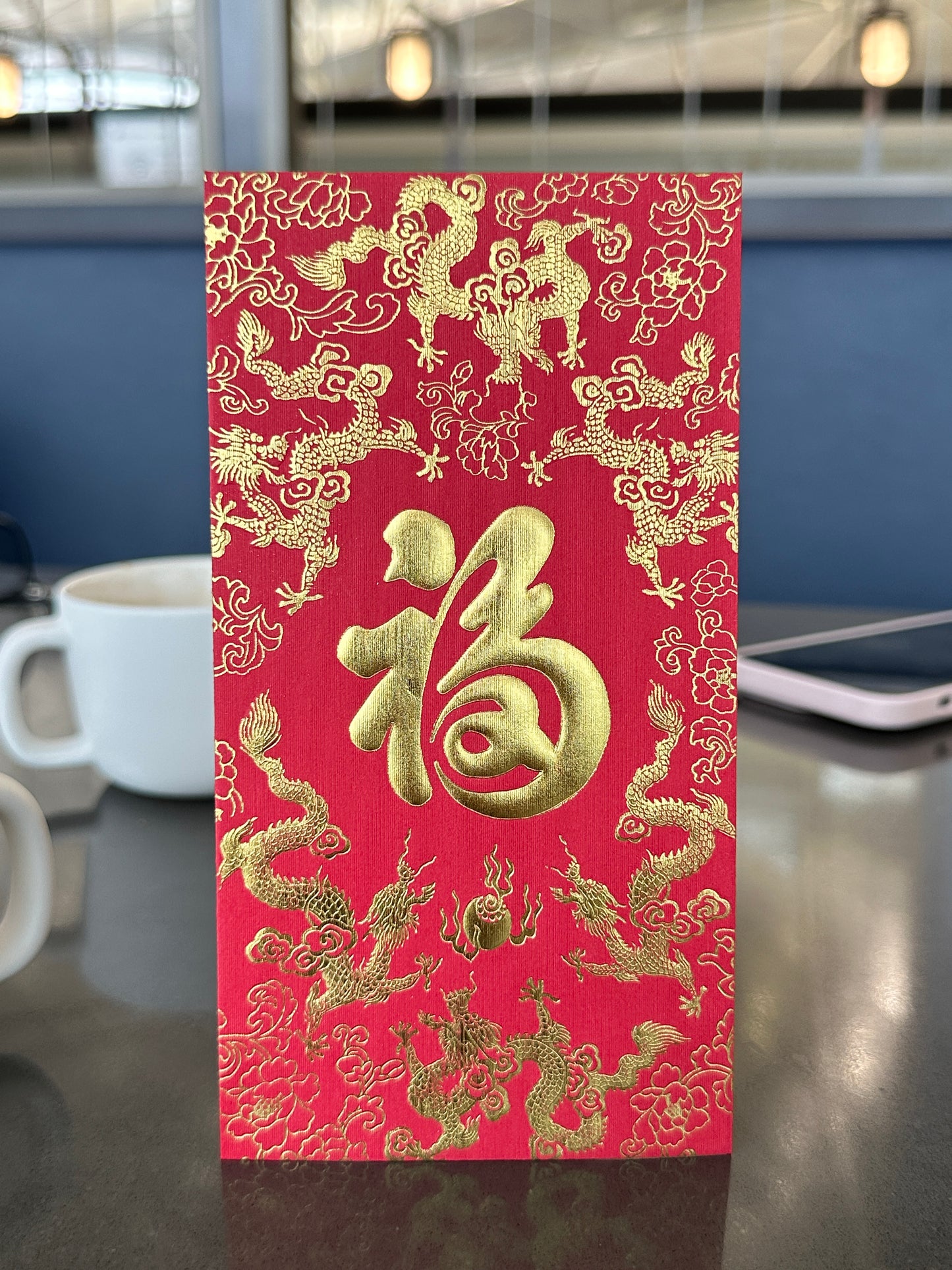 ONLY US Gift Box of 20pcs ็ฆ Chinese New Year Gold Foil Red Envelope Lucky Money Red Gift Packet for Blessing Wedding Party