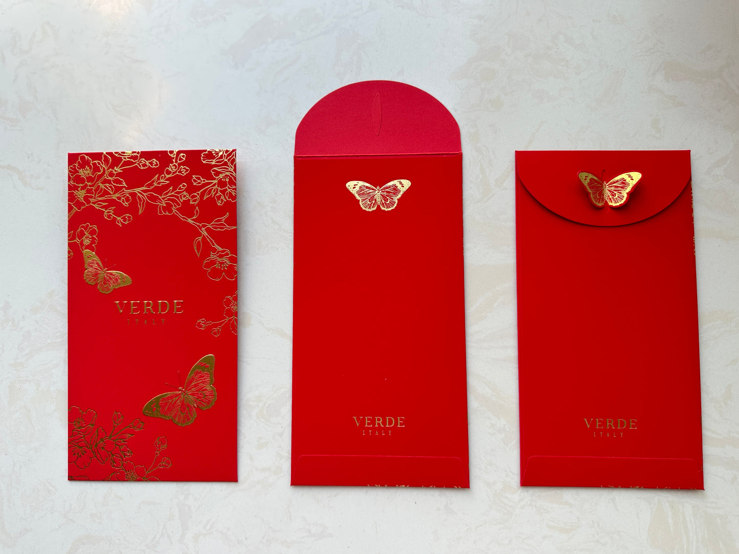 Custom 100 Boxes High-end for Business Order Red Envelopes with Gold Foiled Embossed Butterfly Lucky Money Personalized Gift Packet