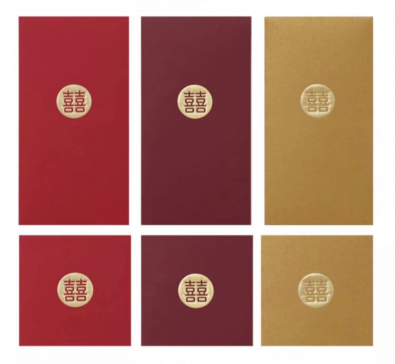 Pack of 15pcs Double Happiness Embossed Gold Foil ๅ and ็ฆ Chinese New Year Wedding Red Envelope Bride and Groom Love Forever Lucky Money Gift Packet