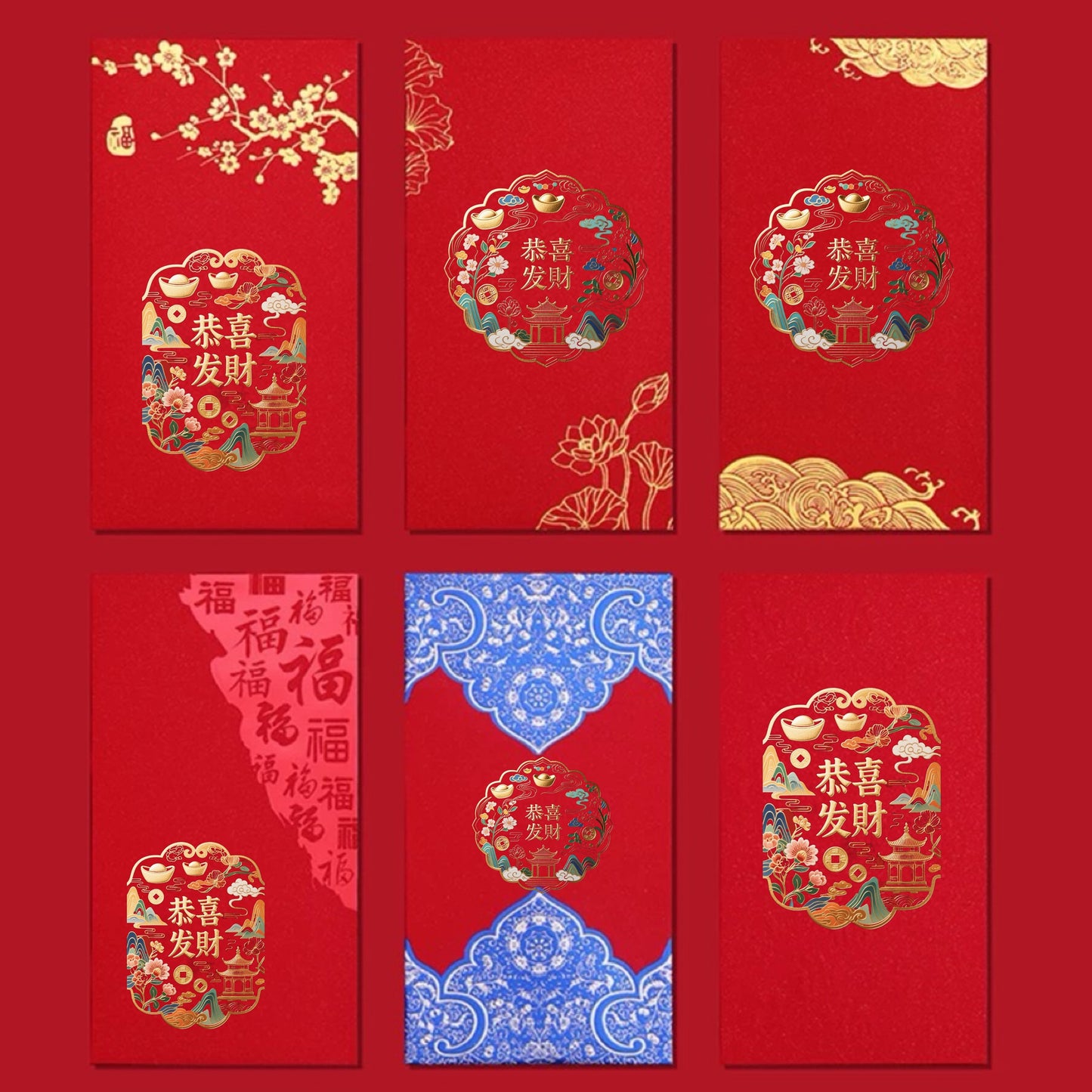Custom 100pcs Fixed Template Red Envelope with Logo | Text | Surname | Red Envelope Lucky Money Personalized Gifts Packet for Wedding | Business | Birthday Party | Events