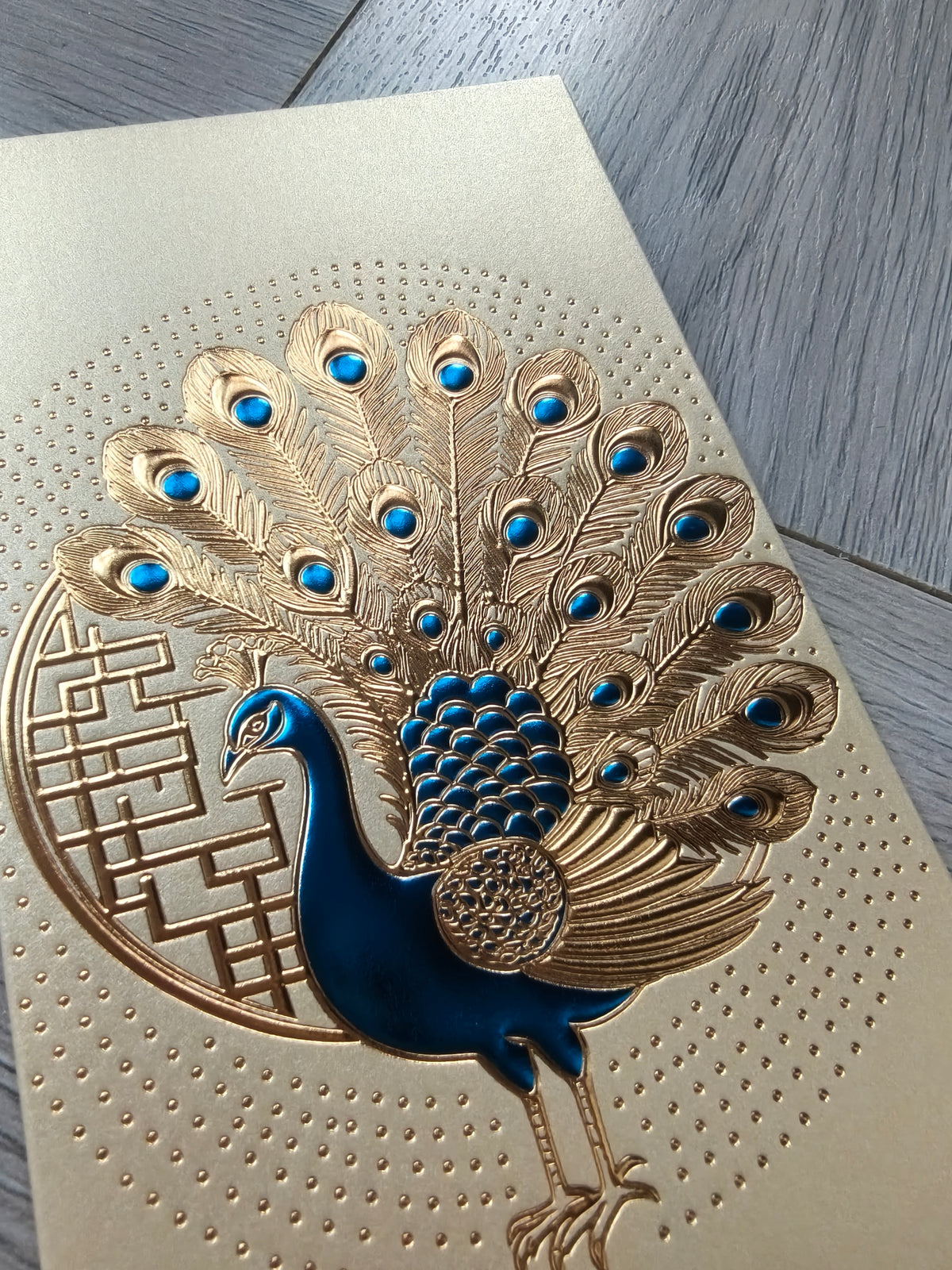 Pack of 16pcs Gold Foil The Regal Peacock Design Concept Red Envelope can be Customized New Year Lucky Money Gift Packet