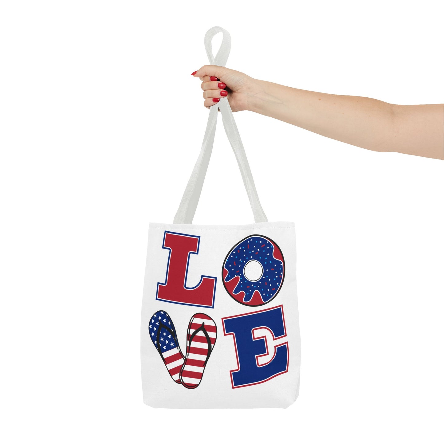 Patriotic Love Leaf Print Tote Bag | Eco-Friendly Shopping, Summer Outings, Gift for Her, Weekend Essentials, Beach Bag