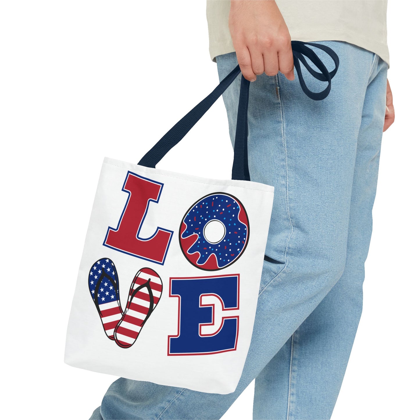 Patriotic Love Leaf Print Tote Bag | Eco-Friendly Shopping, Summer Outings, Gift for Her, Weekend Essentials, Beach Bag