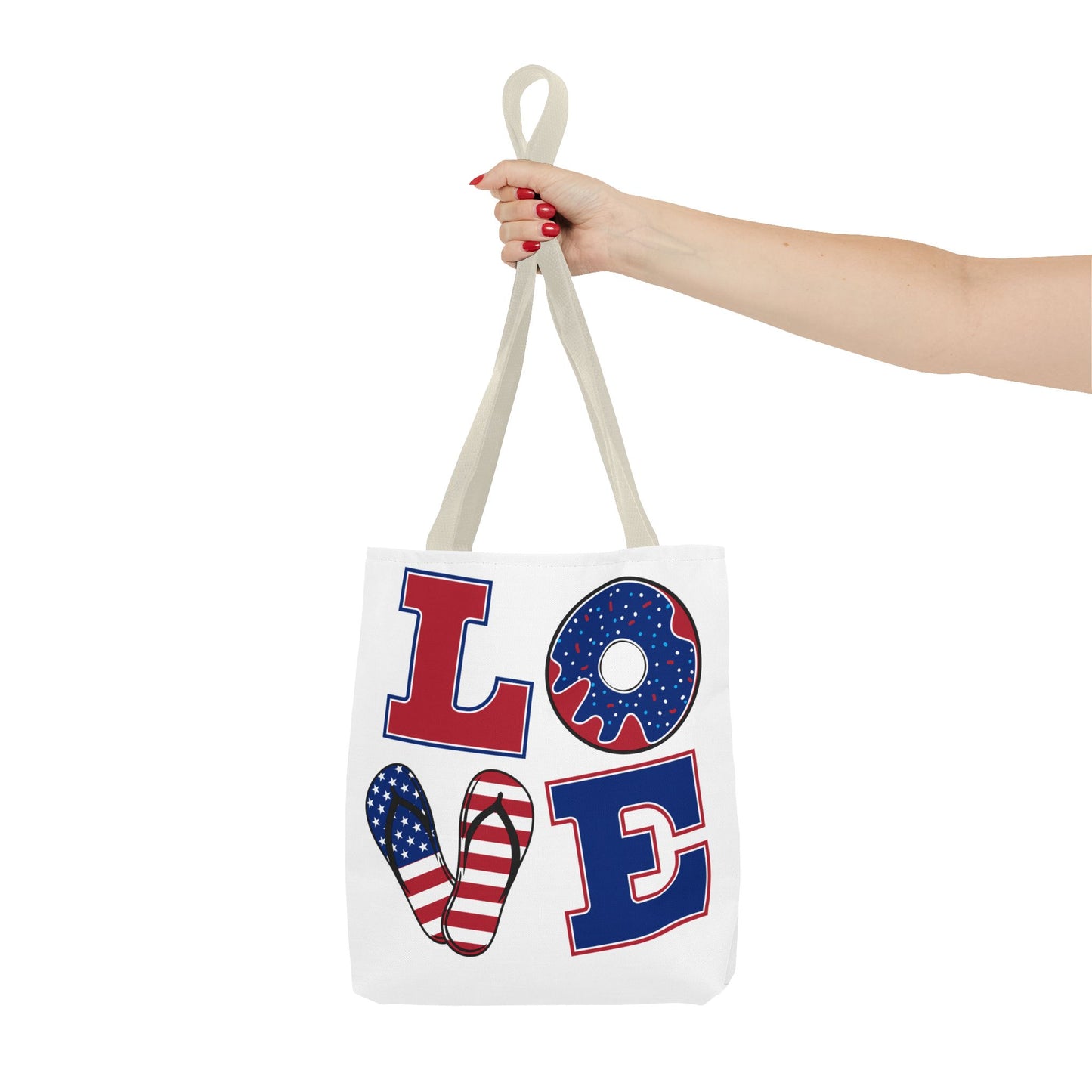 Patriotic Love Leaf Print Tote Bag | Eco-Friendly Shopping, Summer Outings, Gift for Her, Weekend Essentials, Beach Bag