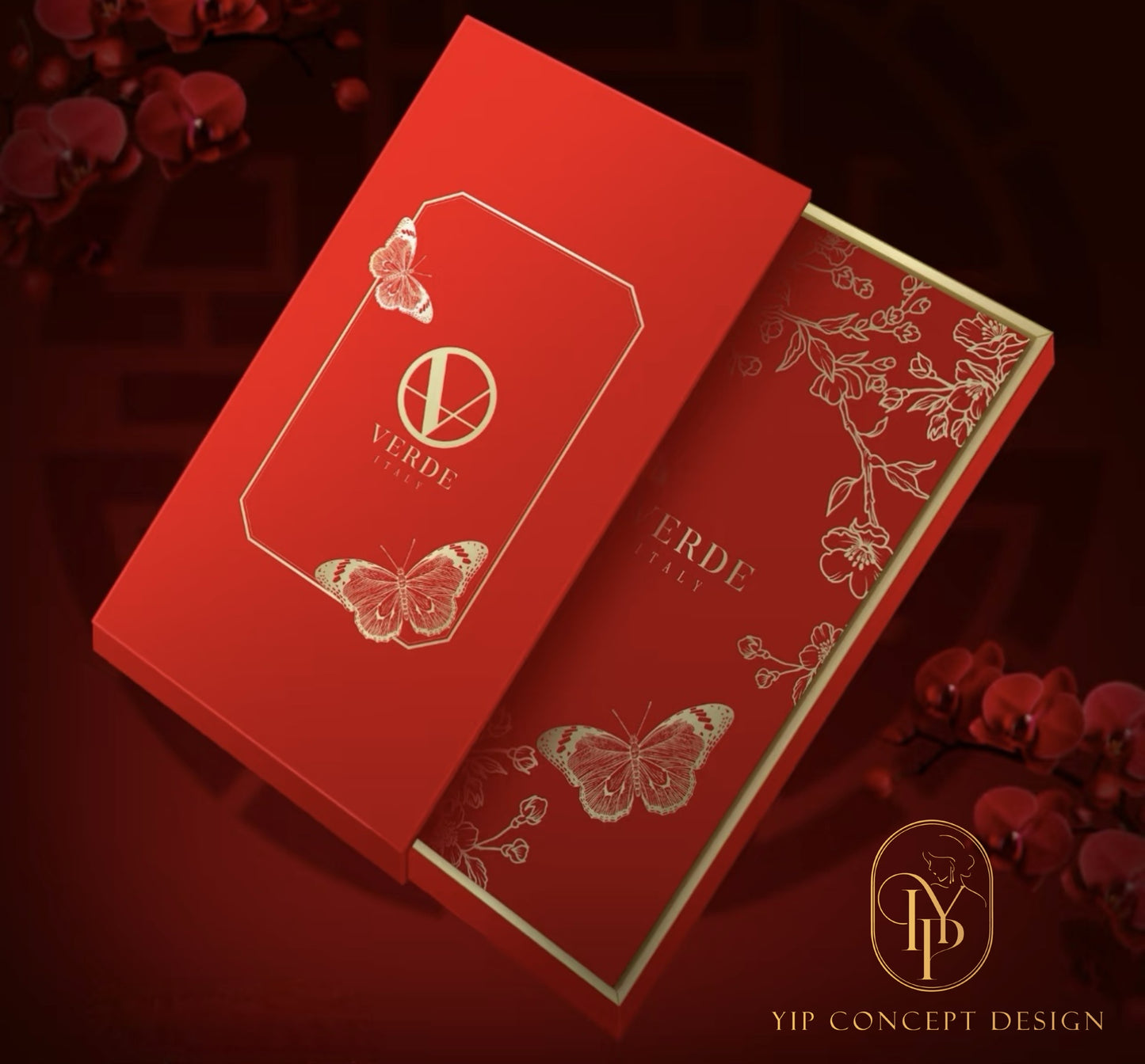 Custom 100 Boxes High-end for Business Order Red Envelopes with Gold Foiled Embossed Butterfly Lucky Money Personalized Gift Packet