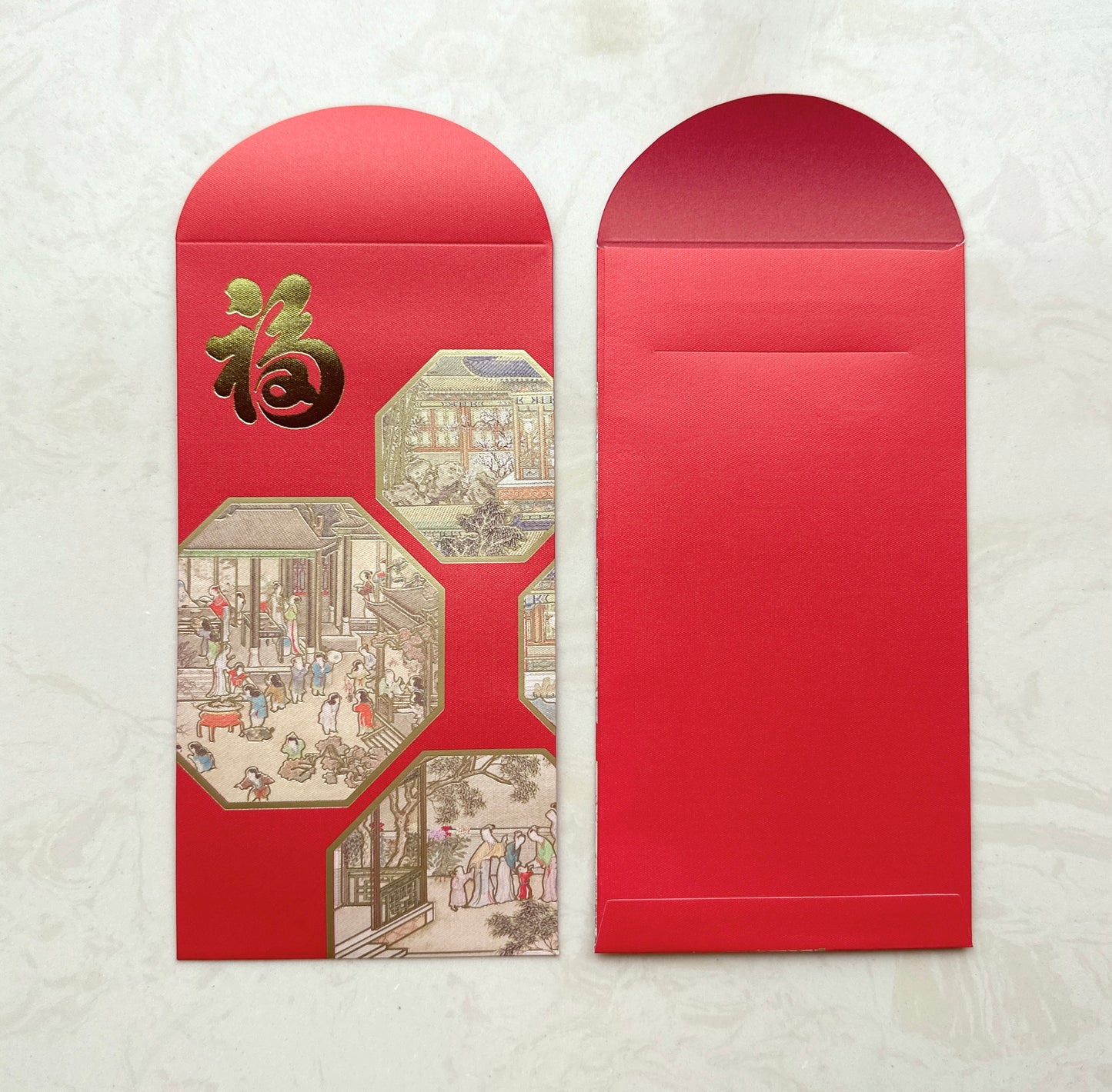 Pack of 100pcs New Year Emboss Gold Foil 福 Red Envelope Lucky Money Gift Packet for Chinese New Year | Wedding Party