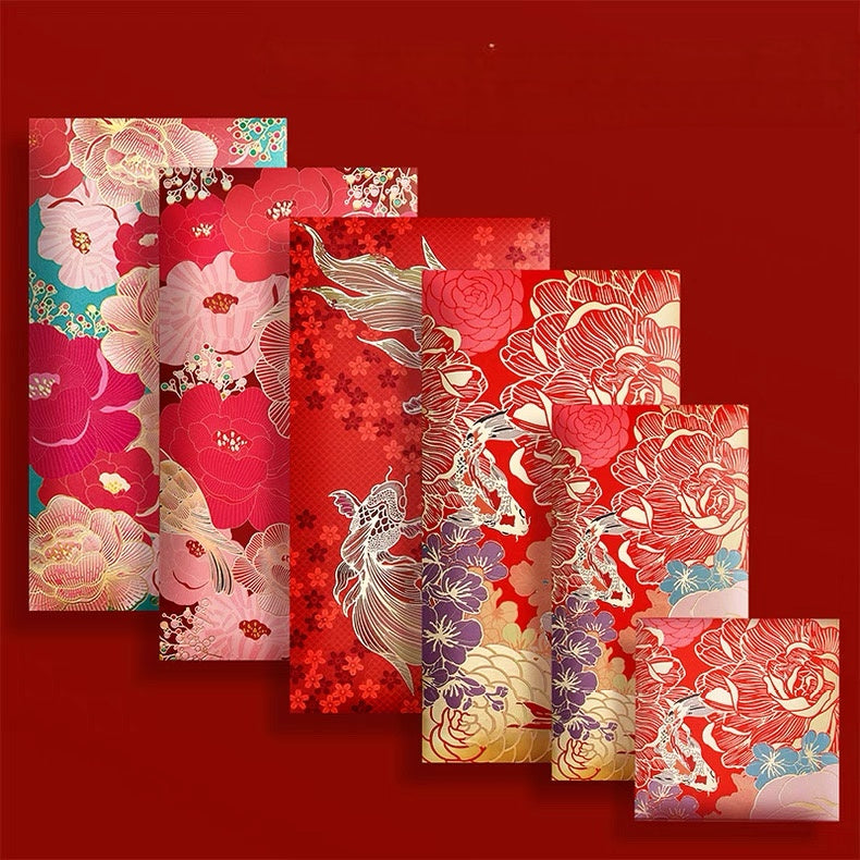 Pack of 20pcs Luxe Chinese New Year Color Printing Gold Foil Red Envelope Lucky Money Personalized Gift Packet