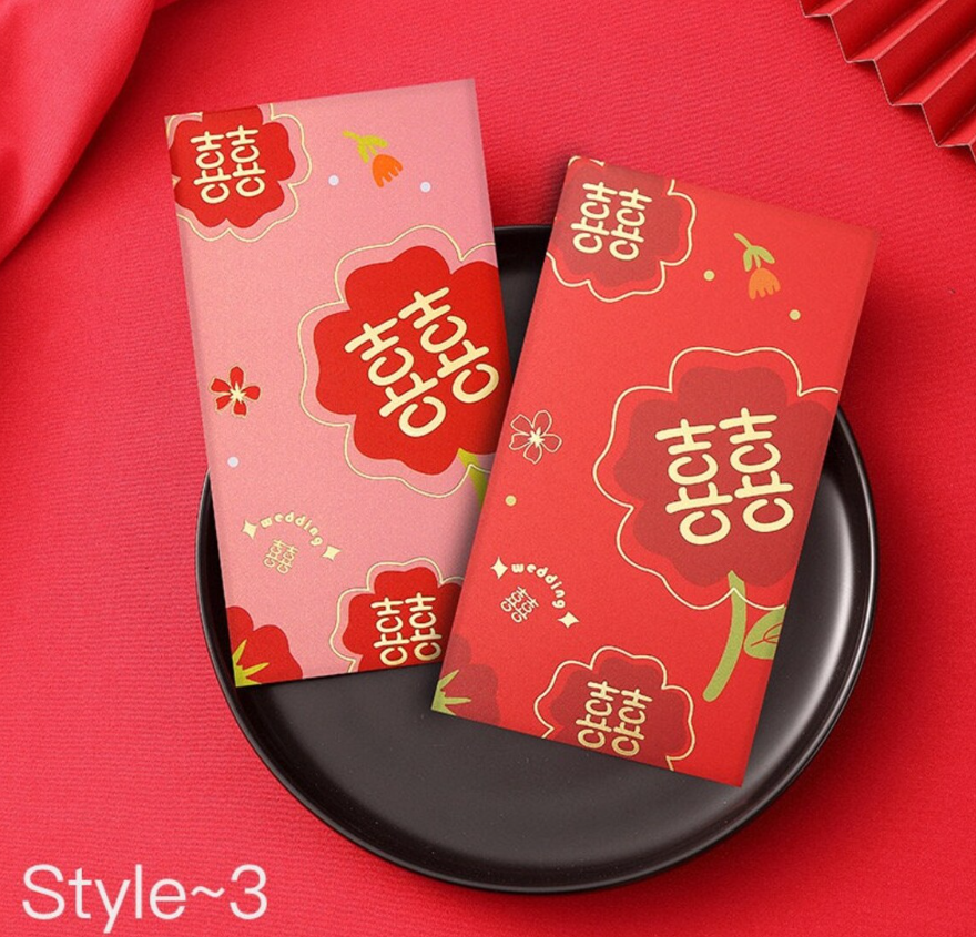 Pack of 30pcs Luxe Double Happiness ๅ Gold Foil Wedding Red Envelope | Love Forever Lucky Money Gift Packet for Chinese New Year | Wedding Party | Event can Add Names & Date