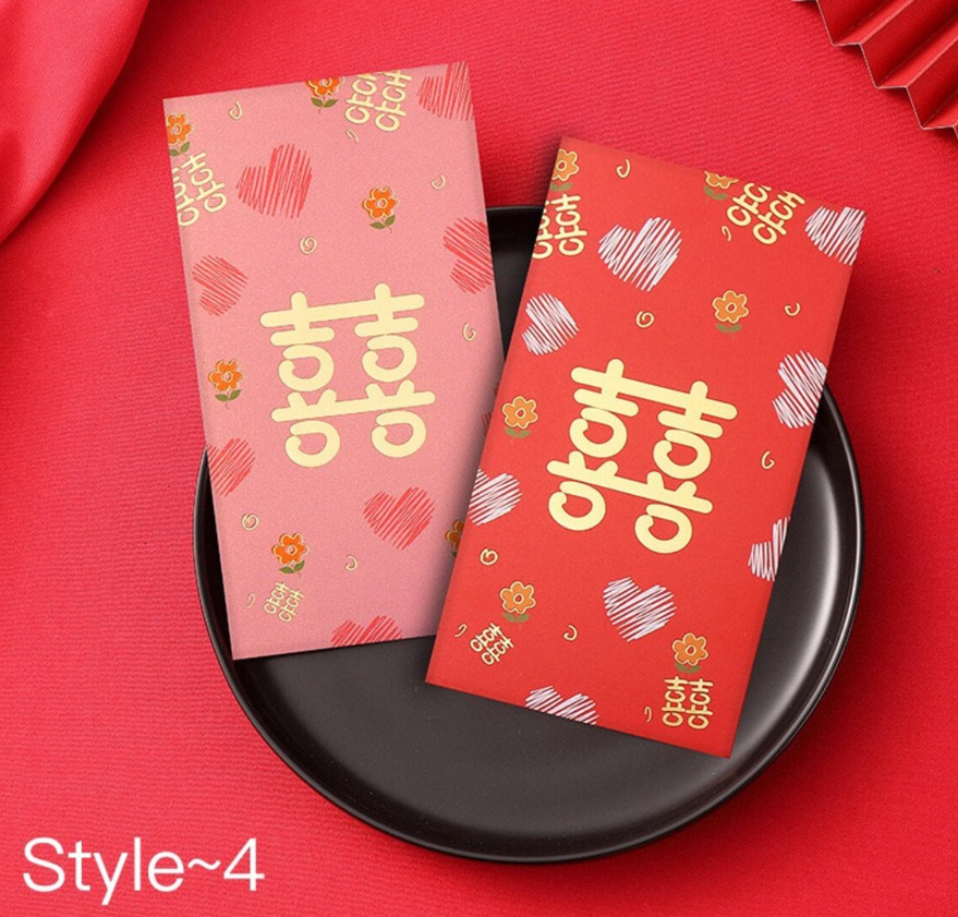 Pack of 30pcs Luxe Double Happiness ๅ Gold Foil Wedding Red Envelope | Love Forever Lucky Money Gift Packet for Chinese New Year | Wedding Party | Event can Add Names & Date