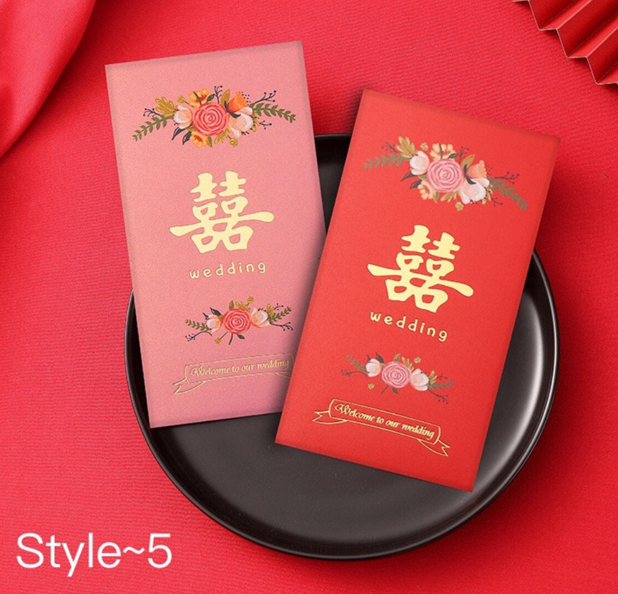 Pack of 30pcs Luxe Double Happiness ๅ Gold Foil Wedding Red Envelope | Love Forever Lucky Money Gift Packet for Chinese New Year | Wedding Party | Event can Add Names & Date