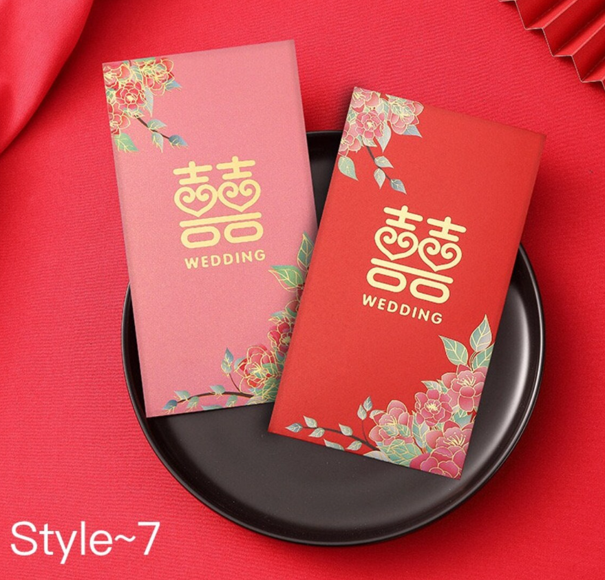 Pack of 30pcs Luxe Double Happiness ๅ Gold Foil Wedding Red Envelope | Love Forever Lucky Money Gift Packet for Chinese New Year | Wedding Party | Event can Add Names & Date