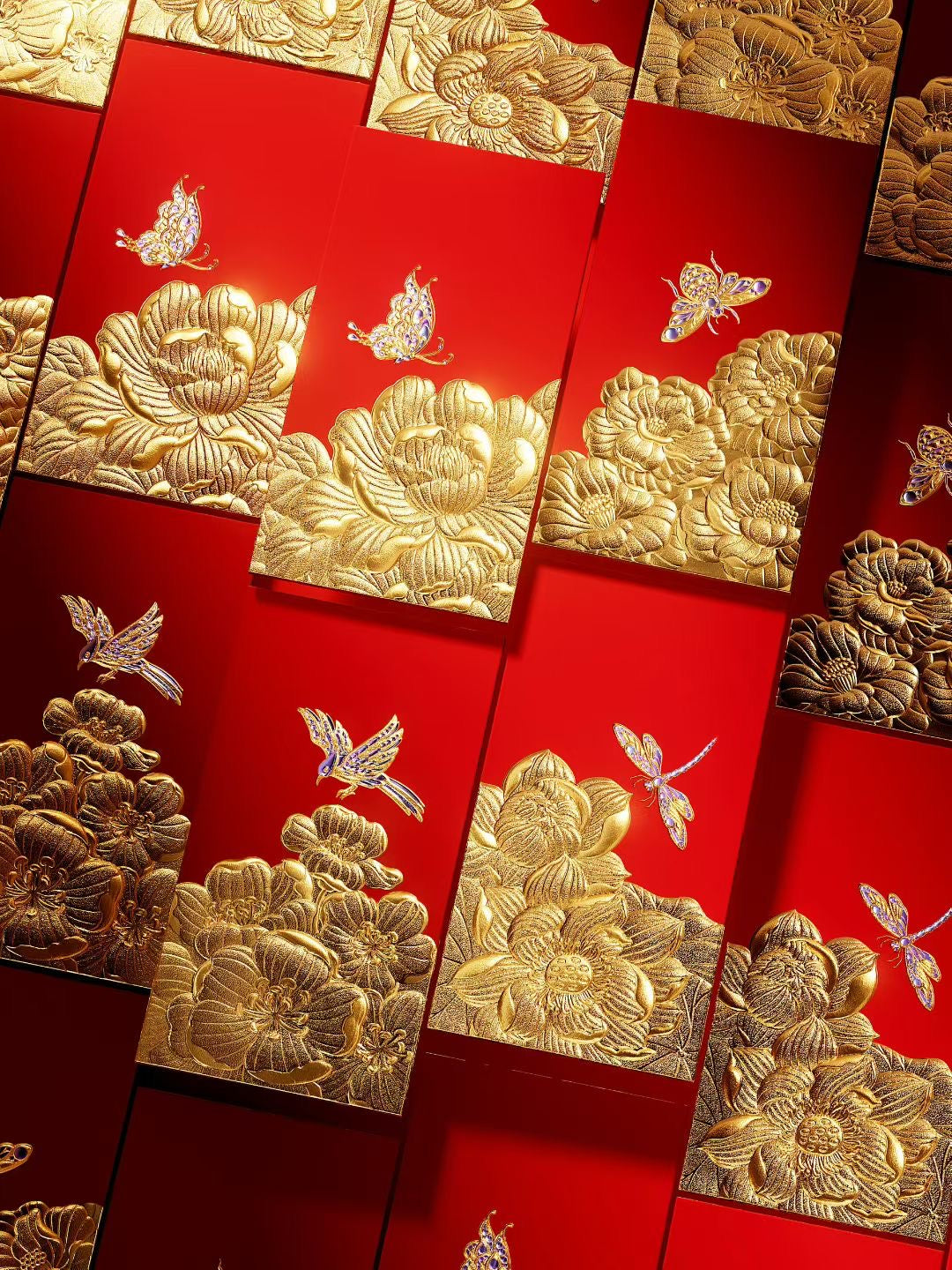 Custom (Add Logo & Text) High-end 200 Boxes Embossed Gold Foil Red Envelopes: εε£εη₯₯ Chinese New Year of the Horse Lucky Money Packets