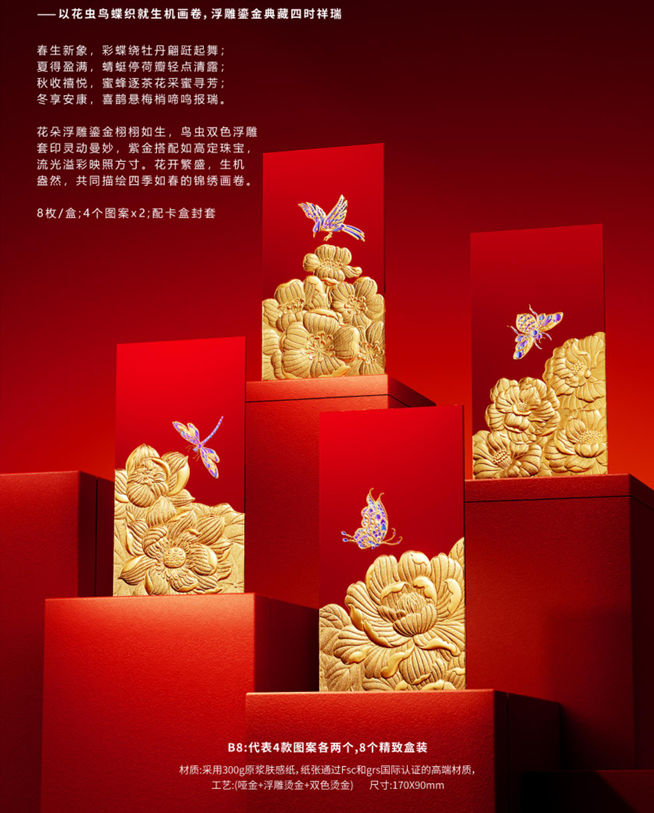 Custom (Add Logo & Text) High-end 200 Boxes Embossed Gold Foil Red Envelopes: εε£εη₯₯ Chinese New Year of the Horse Lucky Money Packets