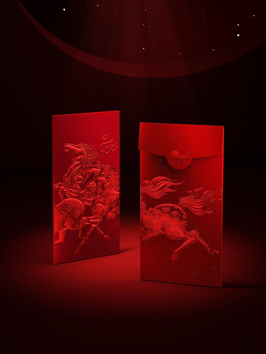 Custom (Add Logo & Text) High-end 200 Boxes Embossed Gold Foil Red Envelopes: ε
«ιͺε₯θ
Ύ Chinese New Year of the Horse Lucky Money Packets