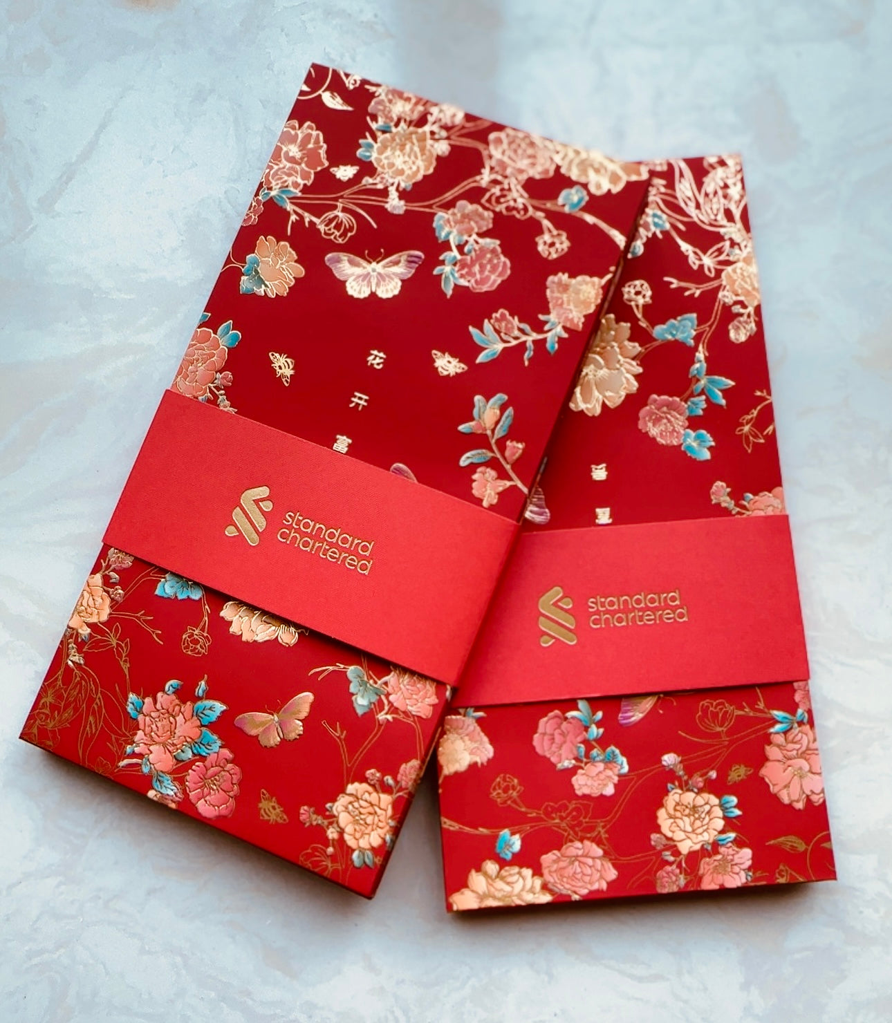 Pack of 20pcs High-end Designer Brand Standard Chartered Bank θ±ιε―貴 New Year Lucky Money Blossoms Red Envelopes