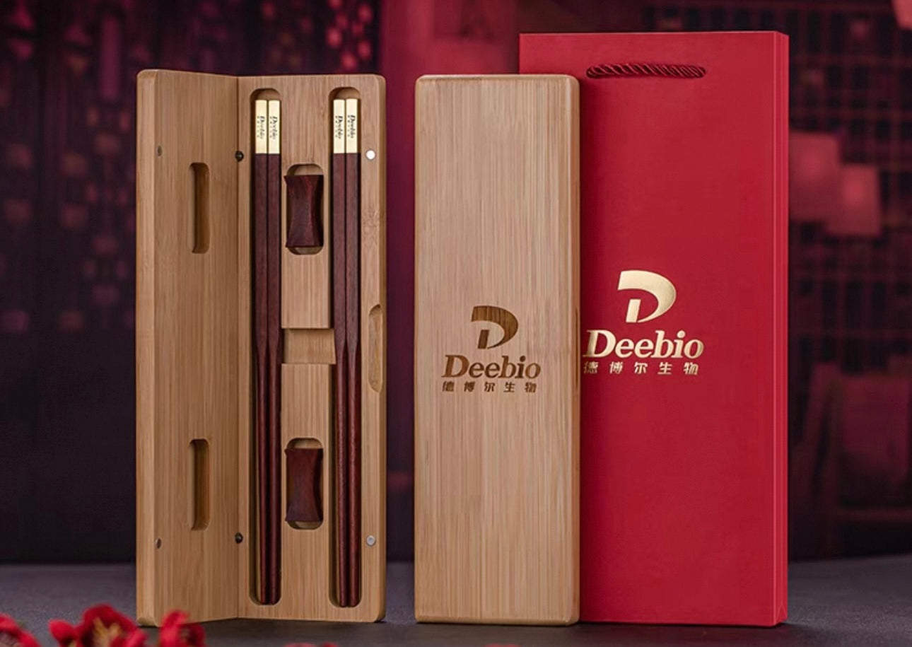 High-end Custom Chinese Traditional Classic Handmade Wooden Chopstick Personalized Metal Tips | Handcrafted Wooden Handle | Premium GiftSet
