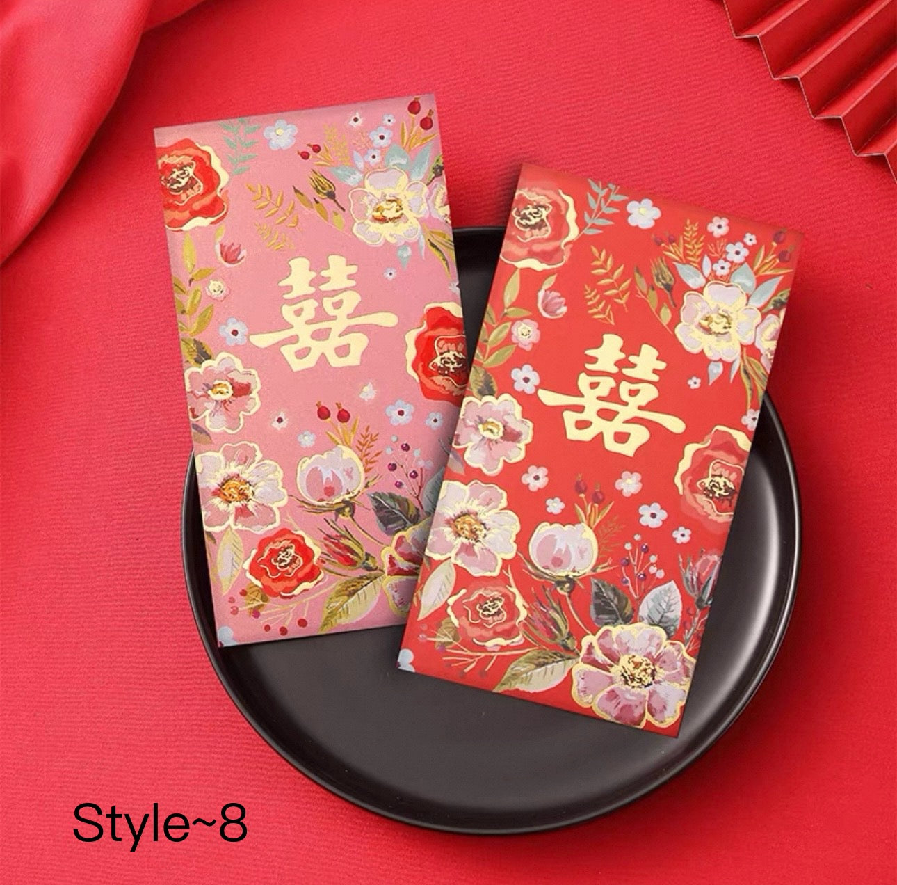Pack of 30pcs Luxe Double Happiness ๅ Gold Foil Wedding Red Envelope | Love Forever Lucky Money Gift Packet for Chinese New Year | Wedding Party | Event can Add Names & Date