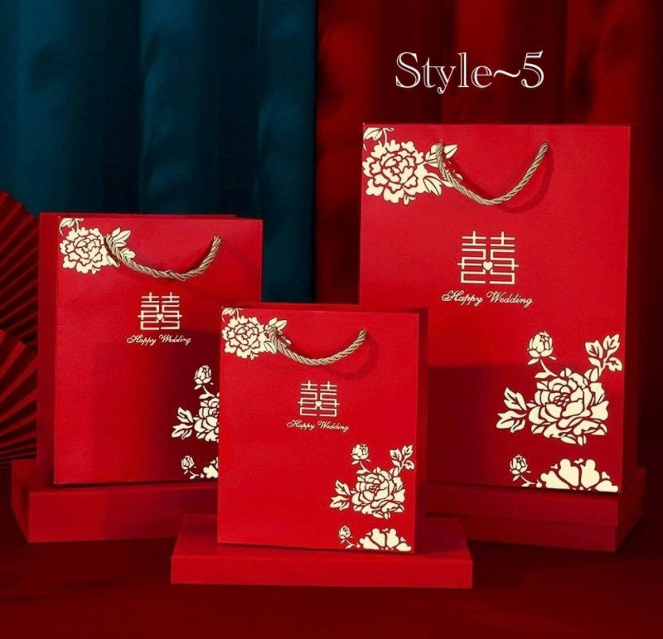 Pack of 20pcs Creative Chinese Cultural Wedding Candy Handbag | Love Forever | Thank You Gift Bag | Gold Foil Birthday | NewYear Gift Holder