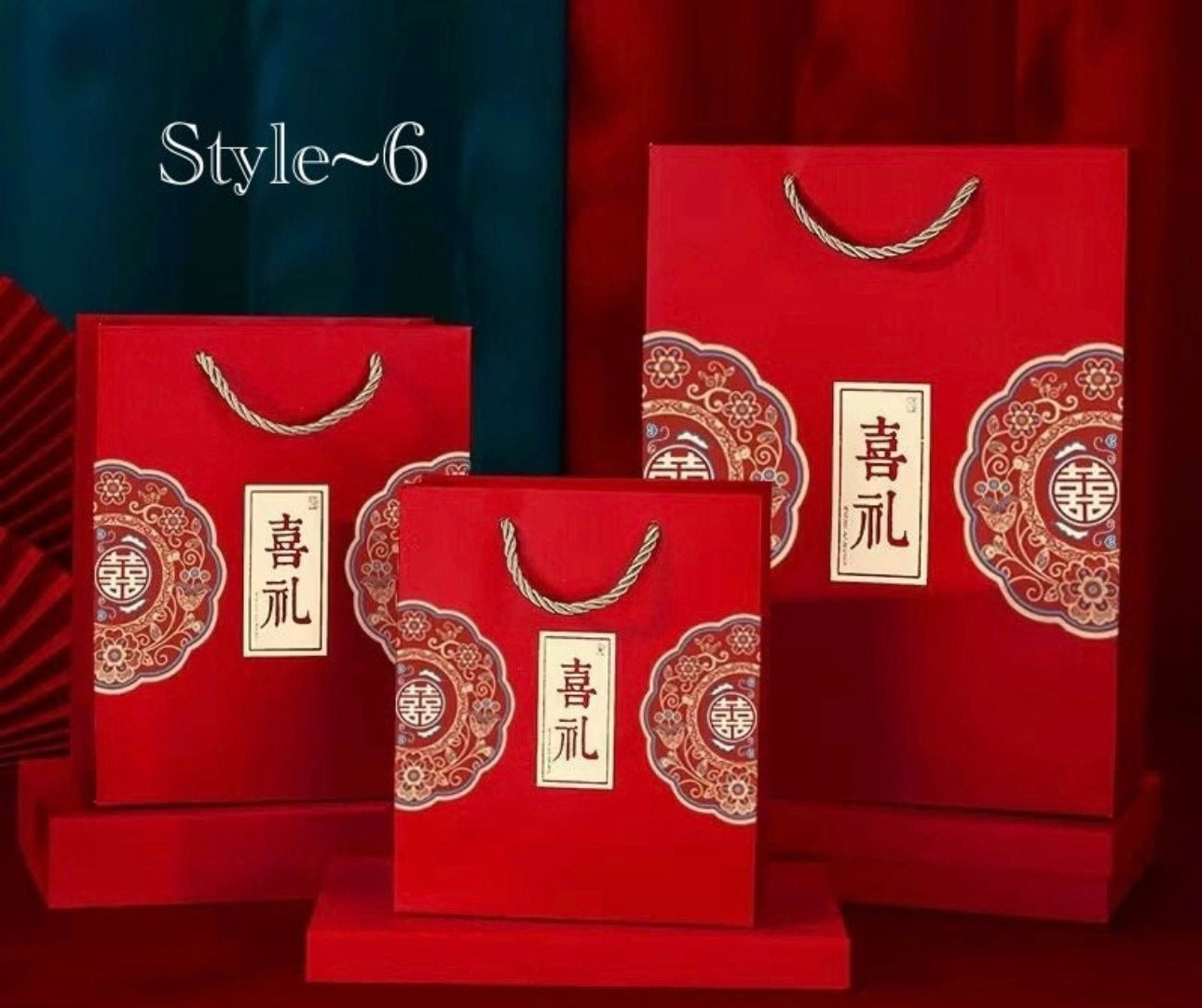 Pack of 20pcs Creative Chinese Cultural Wedding Candy Handbag | Love Forever | Thank You Gift Bag | Gold Foil Birthday | NewYear Gift Holder