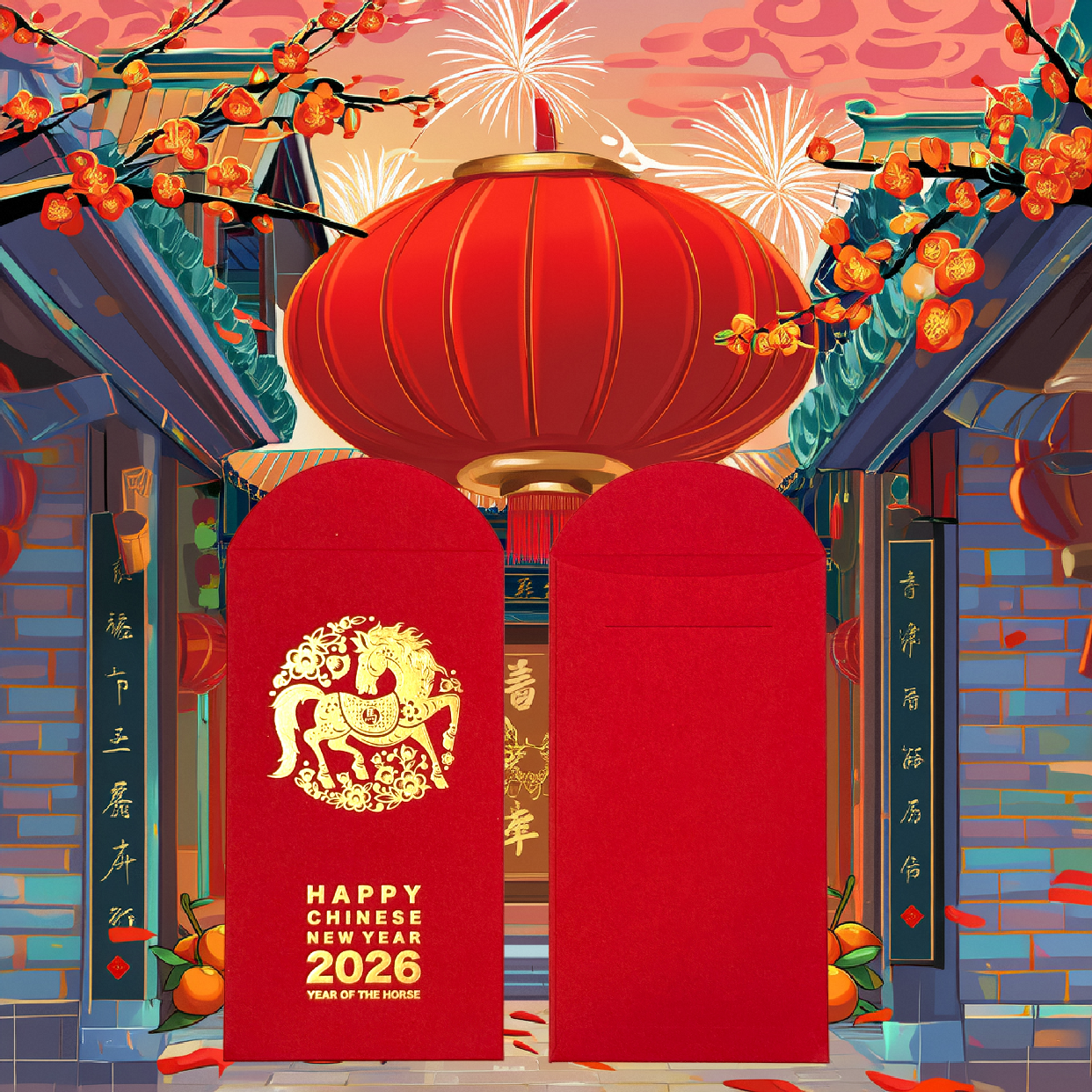 2026 Gift Box of 20pcs Gold Foiled Creative Red Envelope Lucky Money Gifts Packet Chinese New Year of the Horse