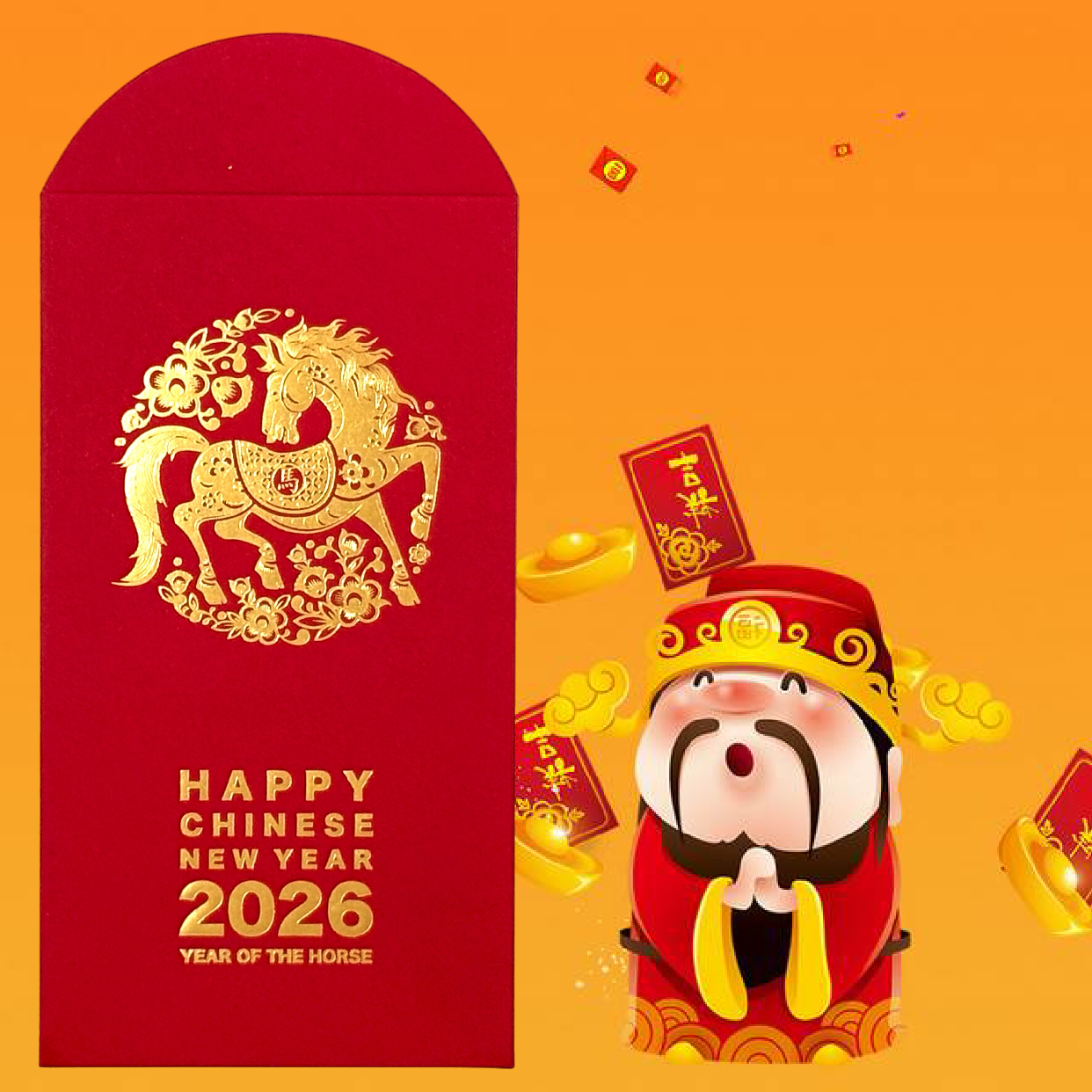 2026 Gift Box of 20pcs Gold Foiled Creative Red Envelope Lucky Money Gifts Packet Chinese New Year of the Horse