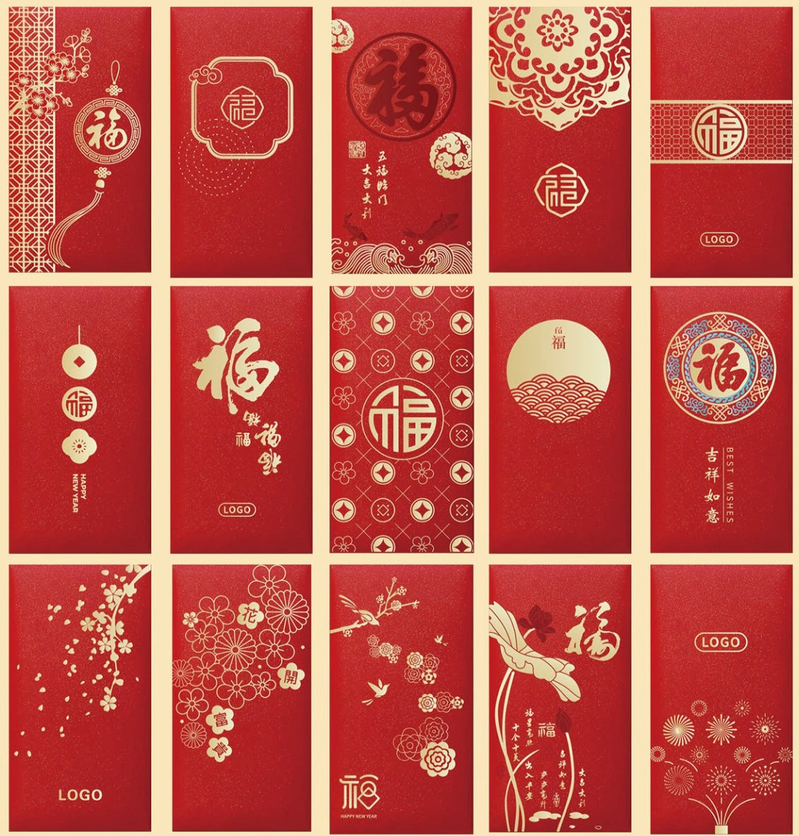 Fast Turn Around Custom(+Logo) 200pcs Red Envelope New Year Lucky Money Gift Packet for Business | Family Party | Wedding Event