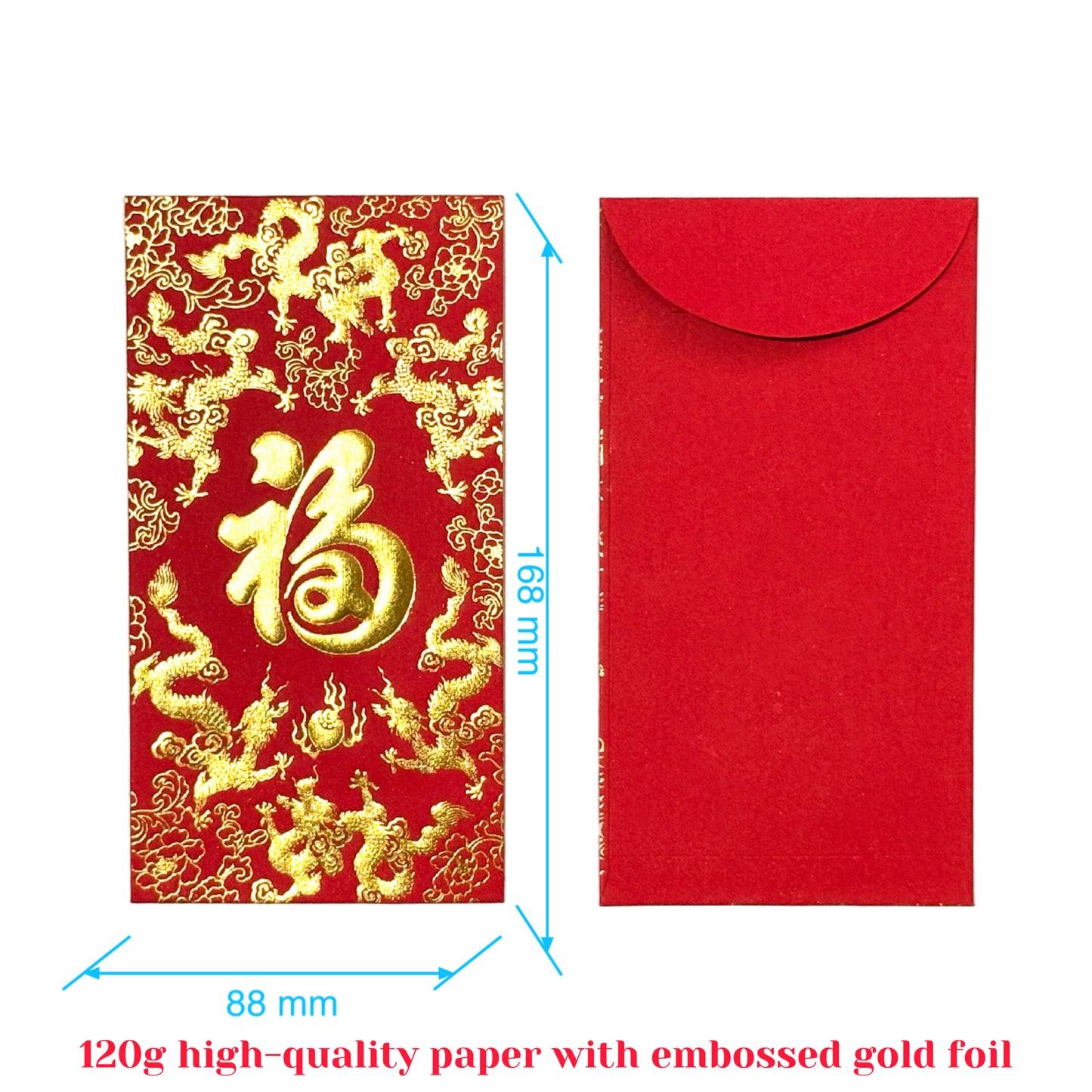 ONLY US Gift Box of 20pcs 福 Chinese New Year Gold Foil Red Envelope Lucky Money Red Gift Packet for Blessing Wedding Party