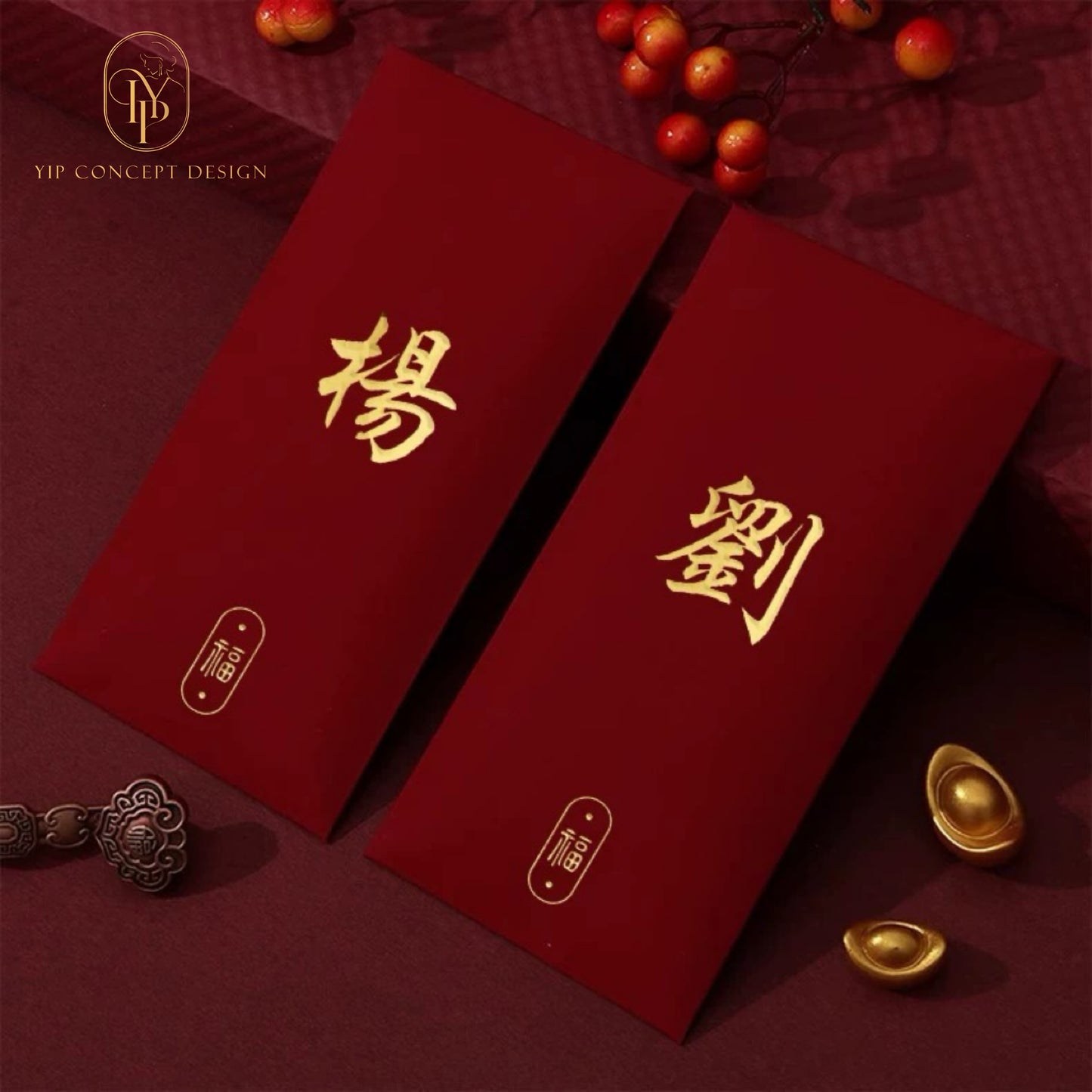 Custom Hong Kong Surname Pack of 30pcs 福 Red Envelopes Chinese New Year Lucky Money Gift Packets