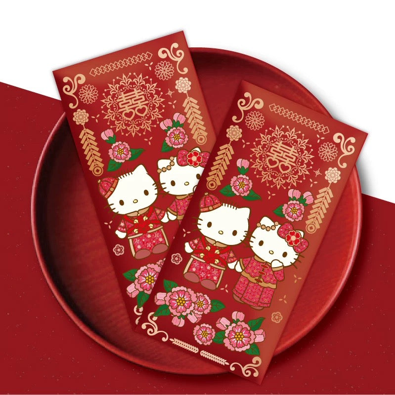 Pack of 10pcs 囍 Sanrio Official Hello Kitty Wedding Chinese New Year Red Envelope Lucky Money Personalized Gift Packet