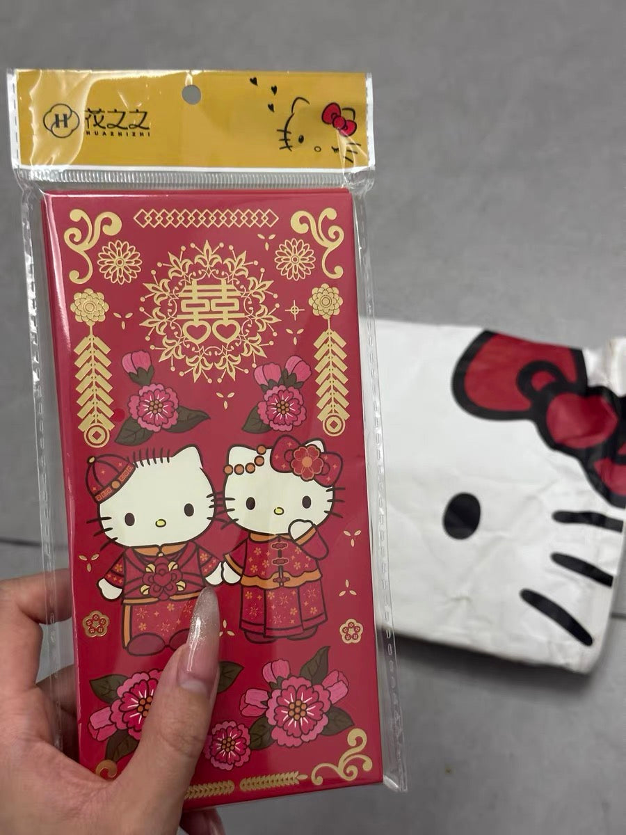 Pack of 10pcs 囍 Sanrio Official Hello Kitty Wedding Chinese New Year Red Envelope Lucky Money Personalized Gift Packet