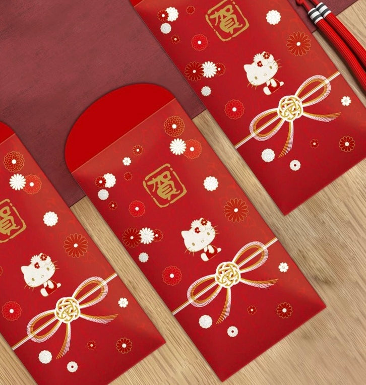 Pack of 10pcs Sanrio Official Hello Kitty 贺 Wedding Chinese New Year Red Envelope Lucky Money Personalized Gift Packet