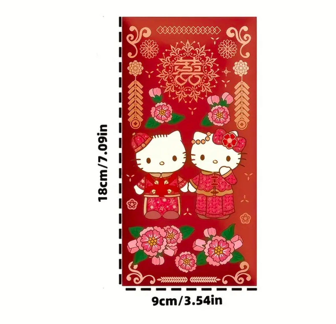 Pack of 10pcs 囍 Sanrio Official Hello Kitty Wedding Chinese New Year Red Envelope Lucky Money Personalized Gift Packet